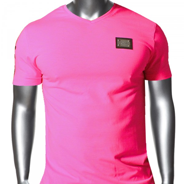 CAMISETA EKOI 2014 CUELLO DE PICO FLUORESCENTE ROSA CAMISETA EKOI 2014 CUELLO DE PICO FLUORESCENTE ROSA