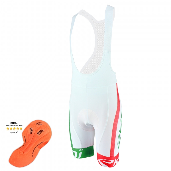 Culotte Bike corto EKOI COMP10 GEL BREATH Blanco Verde Rojo Culotte Bike corto EKOI COMP10 GEL BREATH Blanco Verde Rojo