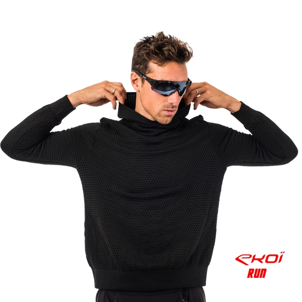 Sudadera capucha EKOI RUN Rojo Negro Sudadera capucha EKOI RUN Rojo Negro
